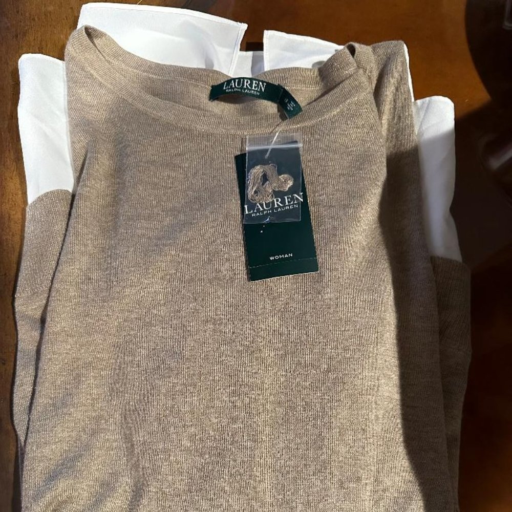 Women's Ralph Lauren Layered Chiffon Crewneck Sweater  SZ1X NWT